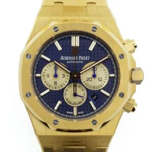 Royal Oak Chronograph mit Automatikaufzug blau/goldenes Zifferblatt in Gelbgold