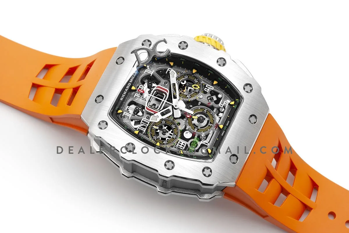RM 011-03 Automatik Flyback-Chronograph in Titan am orangefarbenen Kautschukarmband – Bild 2