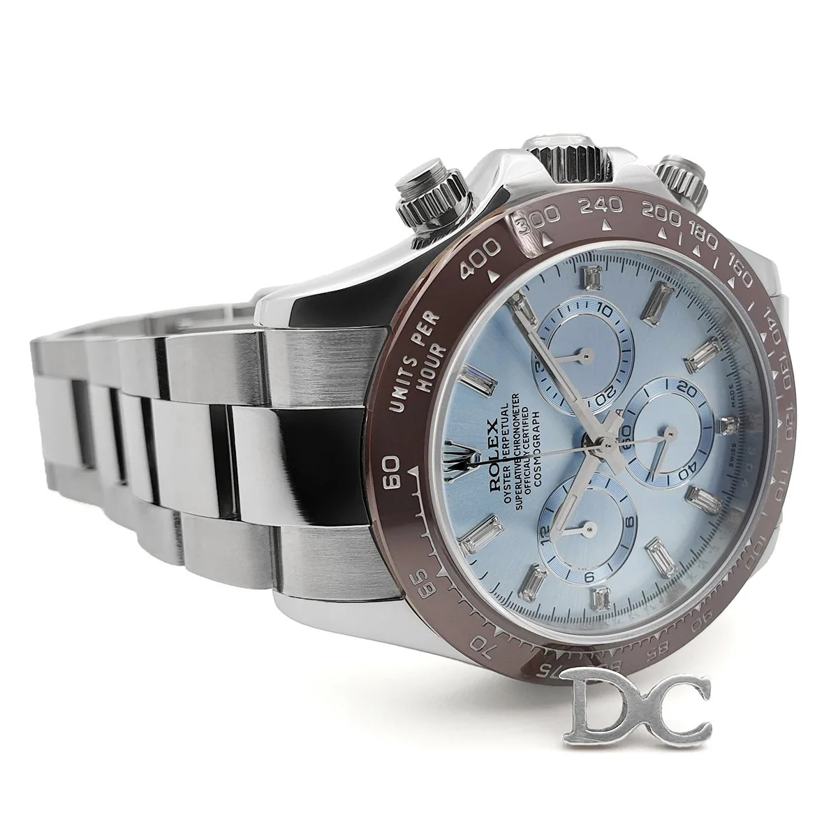 Daytona 116506 platine cadran bleu glacier index diamants – Image 4