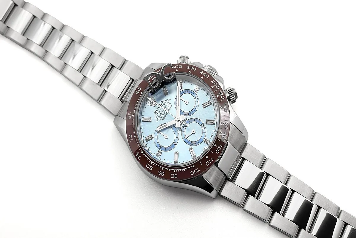 Daytona 116506 platine cadran bleu glacier index diamants – Image 3