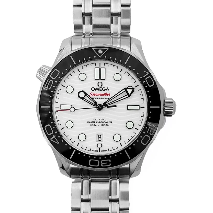 Seamaster Diver 300M Omega Co-Axial Master Chronometer 42mm White Dial with Black Bezel