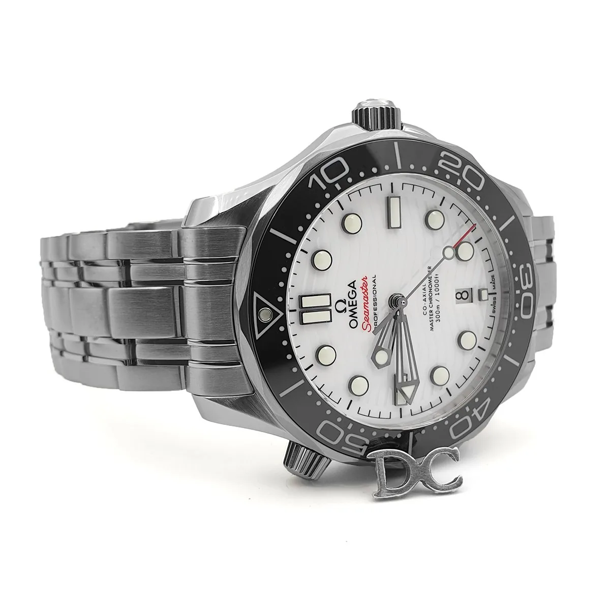 Seamaster Diver 300M Omega Co-Axial Master Chronometer 42mm quadrante bianco con lunetta nera - immagine 3
