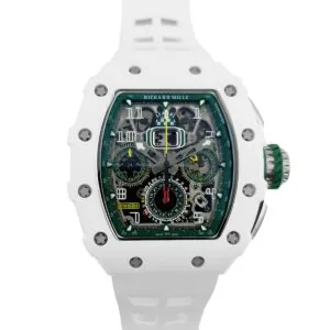 RM 011-02 Le Mans Classic Chronograph in Grün am weißen Kautschukarmband