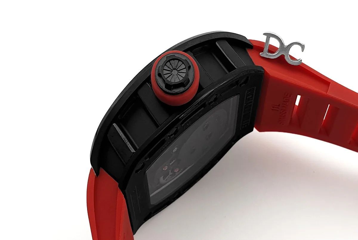 RM 052-01 Tourbillon Black Skull in PVD su cinturino in gomma rosso - immagine 9