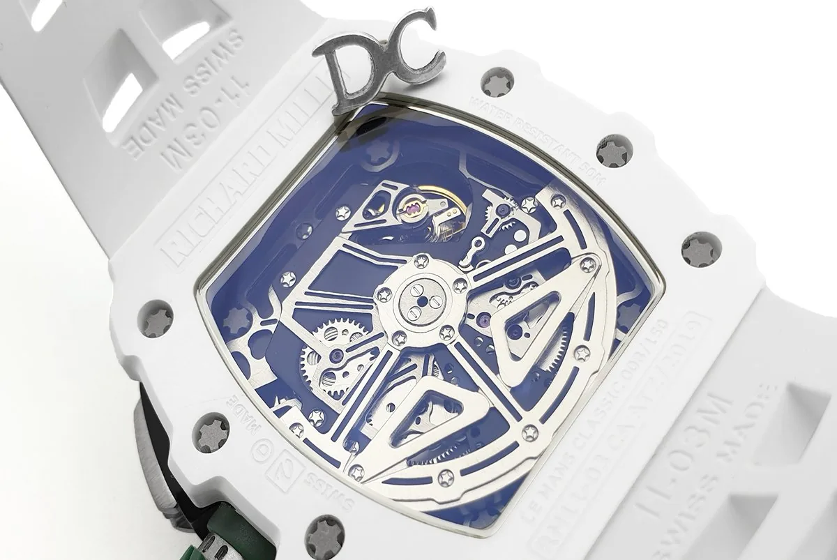 RM 011-02 Le Mans Classic chronographe vert sur bracelet en caoutchouc blanc – Image 5