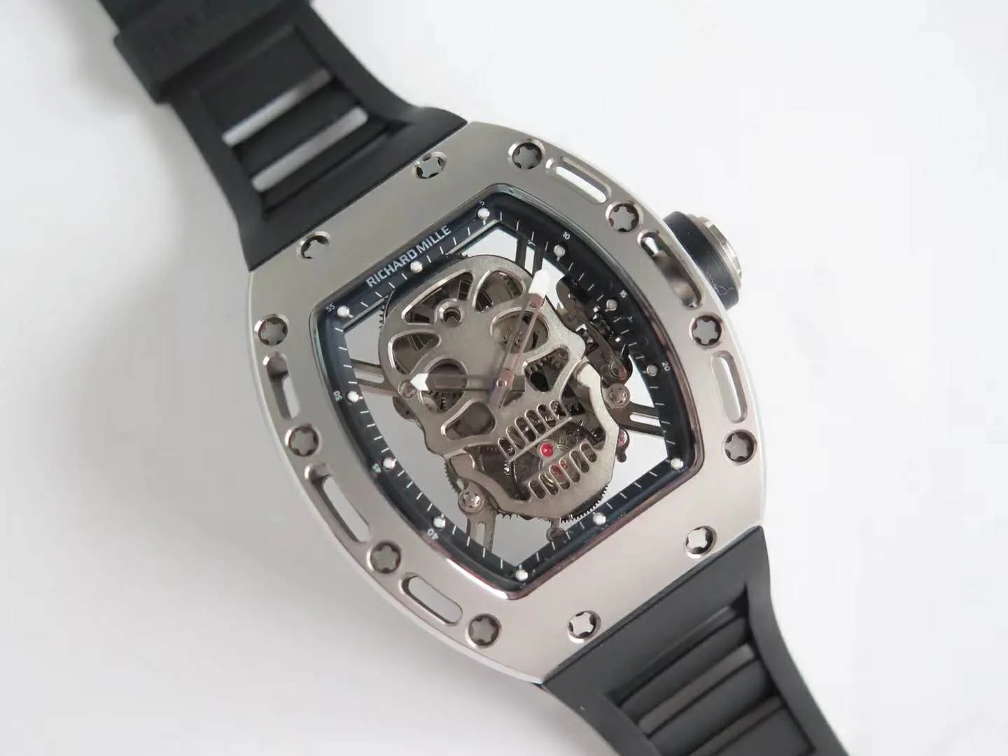 RM 052-01 Tourbillon Skull in titanio su cinturino in gomma nero - immagine 5