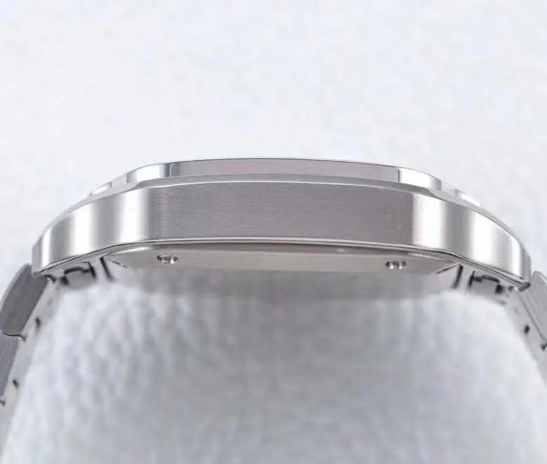 Santos de Cartier esfera blanca con bisel de diamantes en acero - Imagen 8