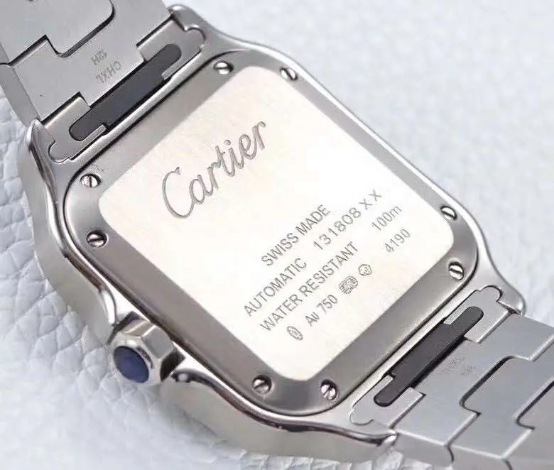 Santos de Cartier esfera blanca con bisel de diamantes en acero - Imagen 5