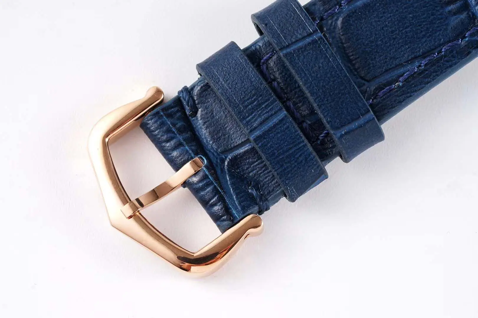 Santos-Dumont quadrante bianco in oro rosa su cinturino in pelle blu - immagine 6