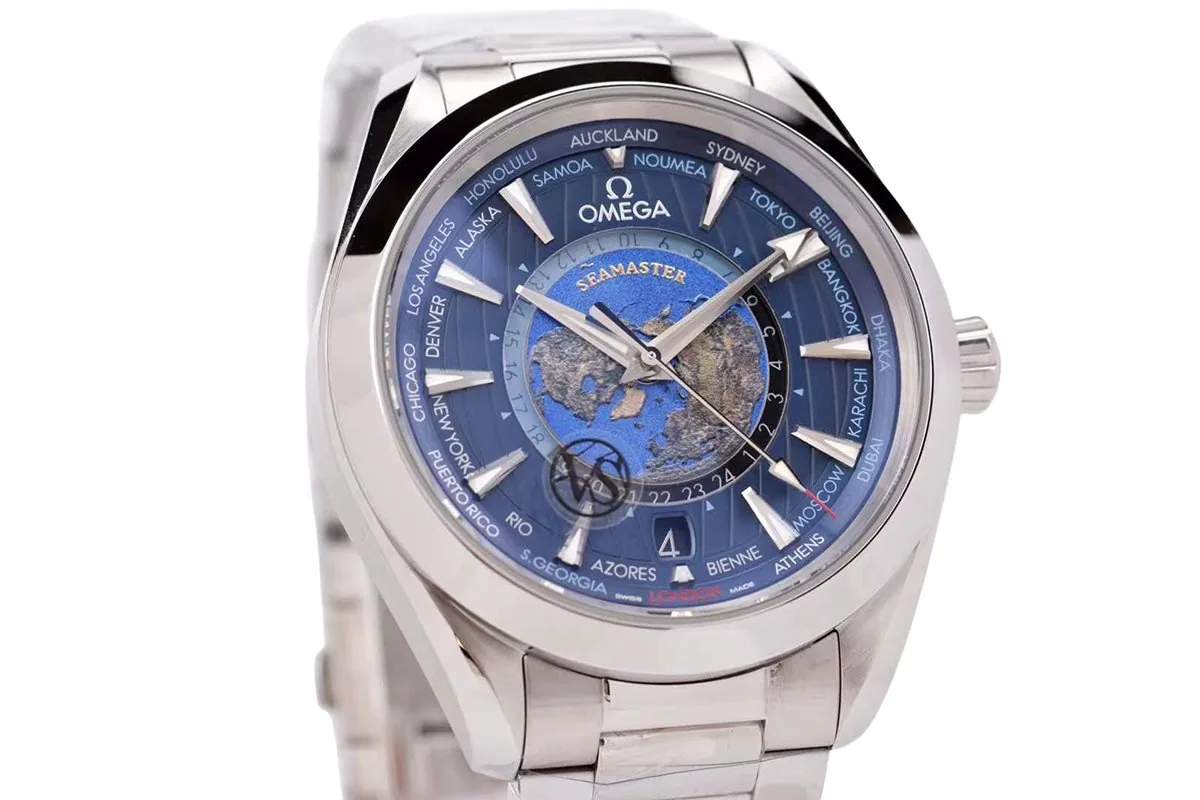 Seamaster Aqua Terra Worldtimer Master Chronometer blaues Zifferblatt am Armband – Bild 4