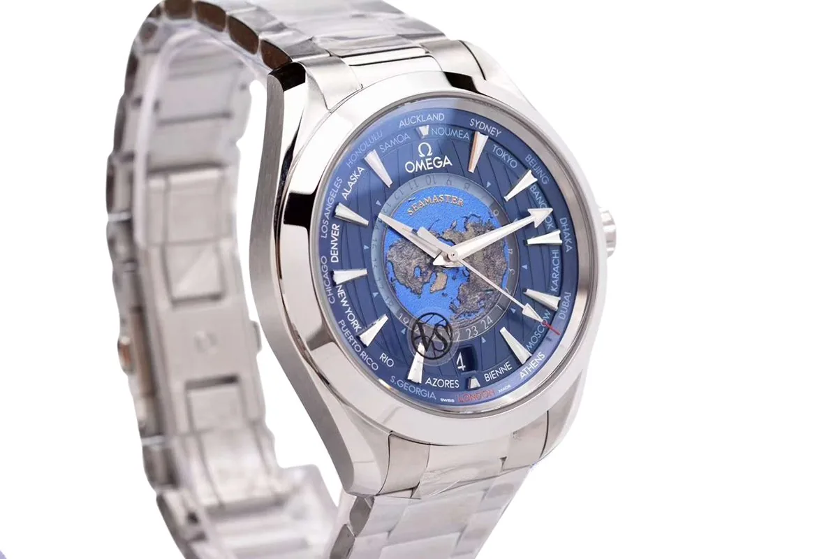 Seamaster Aqua Terra Worldtimer Master Chronometer blaues Zifferblatt am Armband – Bild 7