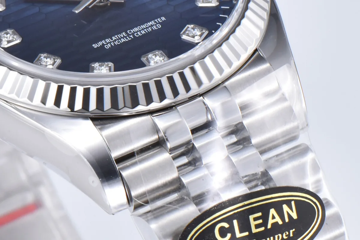 Datejust 36 126234 quadrante blu con motivo e indici con diamanti in acciaio su bracciale Jubilee - immagine 7