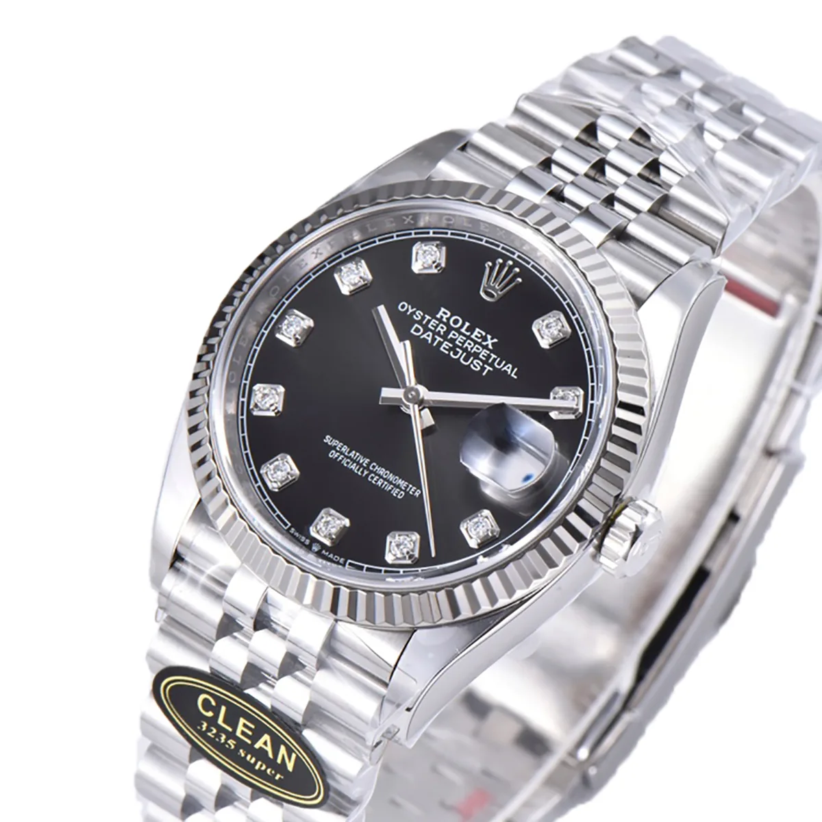 Datejust 36 126234 glänzend schwarzes Zifferblatt mit Diamantindizes in Stahl am Jubilé-Armband – Bild 2