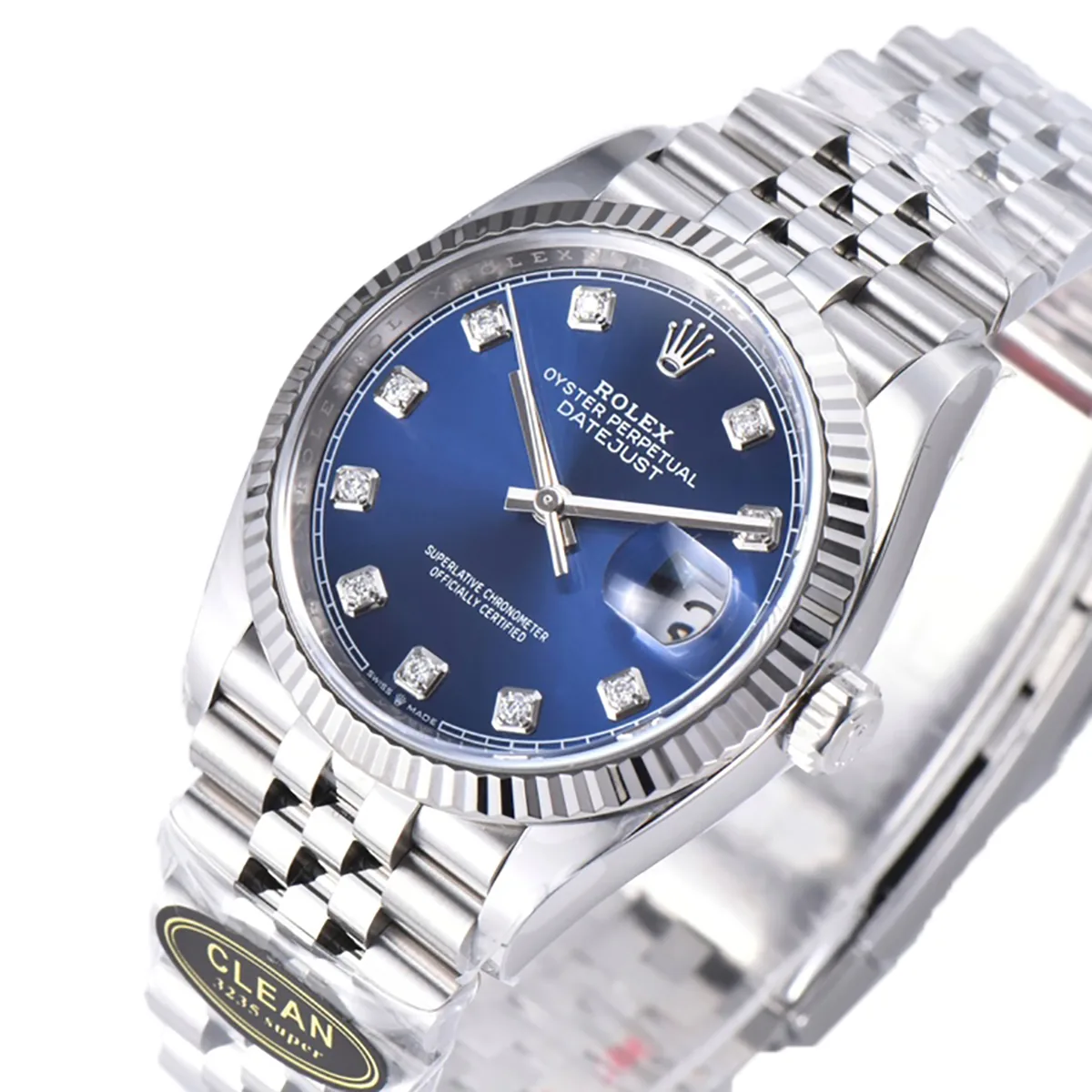 Datejust 36 126234 cadran bleu vif index diamants en acier sur bracelet Jubilee – Image 2