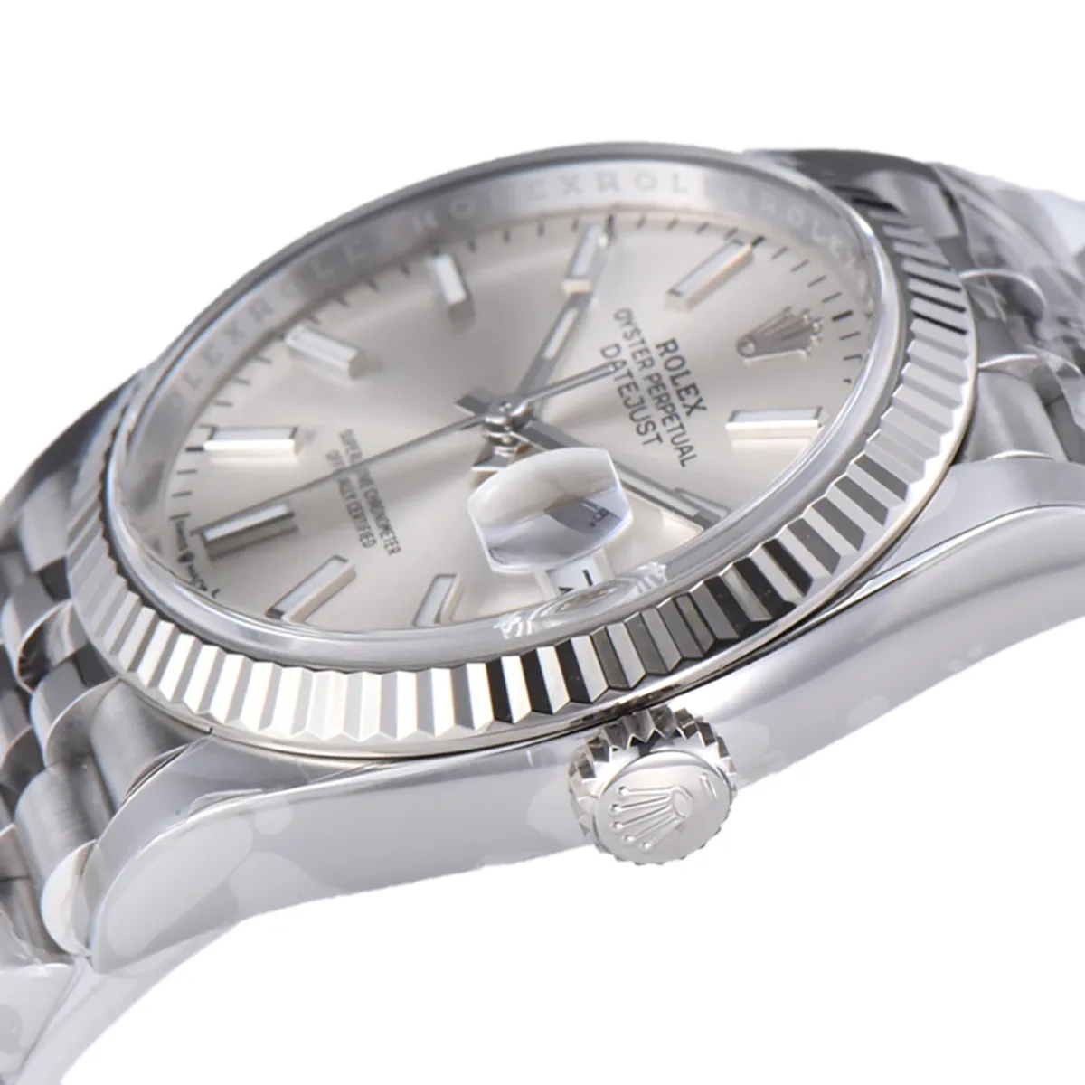 Datejust 36 126234 quadrante argento con indici a bastone in acciaio su bracciale Jubilee - immagine 2