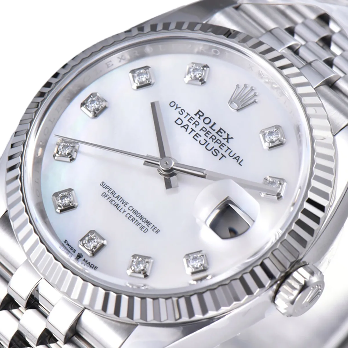 Datejust 36 126234 cadran MOP blanc index diamants en acier sur bracelet Jubilee – Image 3