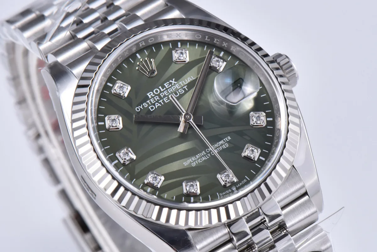 Datejust 36 126334 cadran vert olive index diamants sur bracelet Jubilee – Image 3