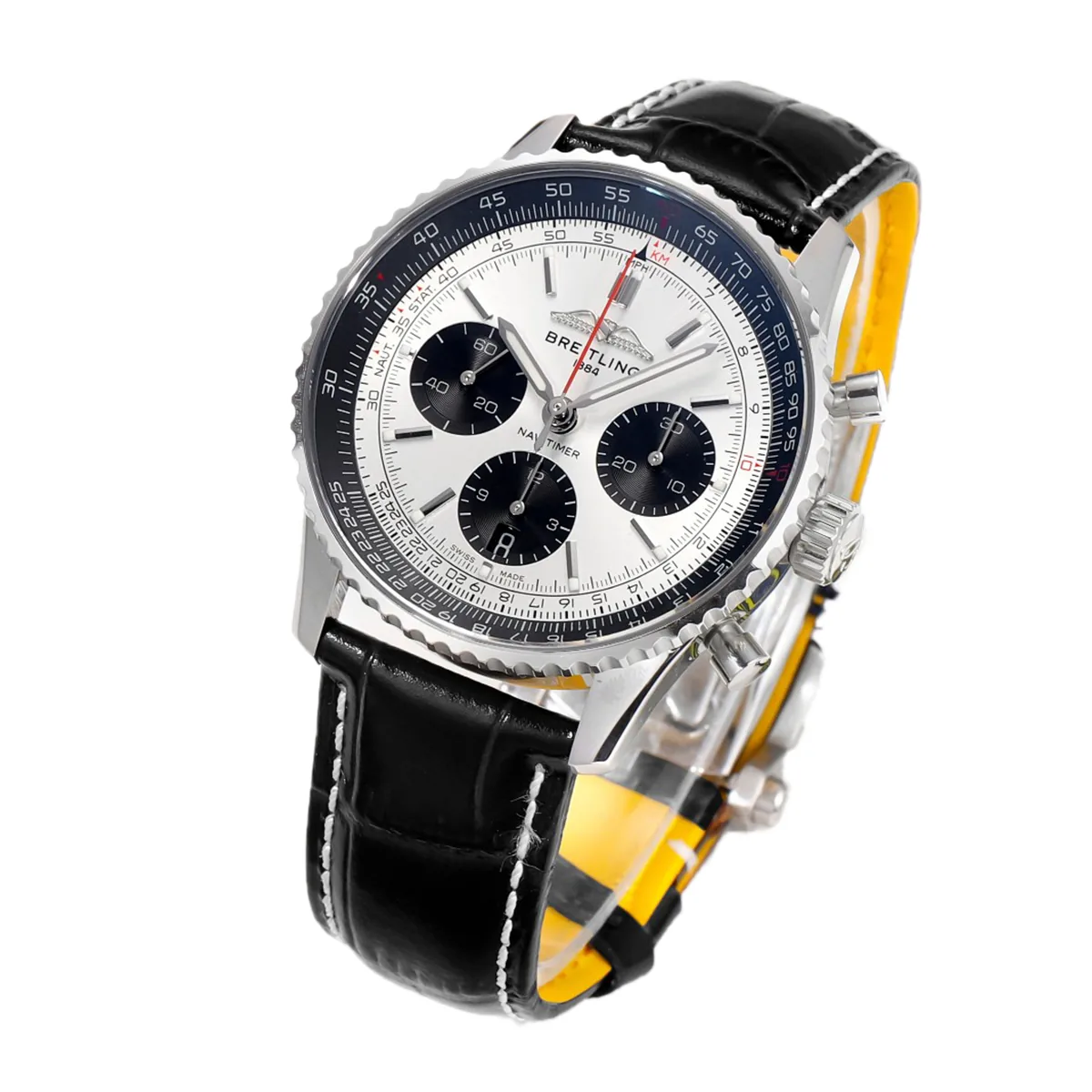 Navitimer B01 Chronograph 43 esfera plateada en acero con correa de piel Ref. AB0138241G1P1 - Imagen 2
