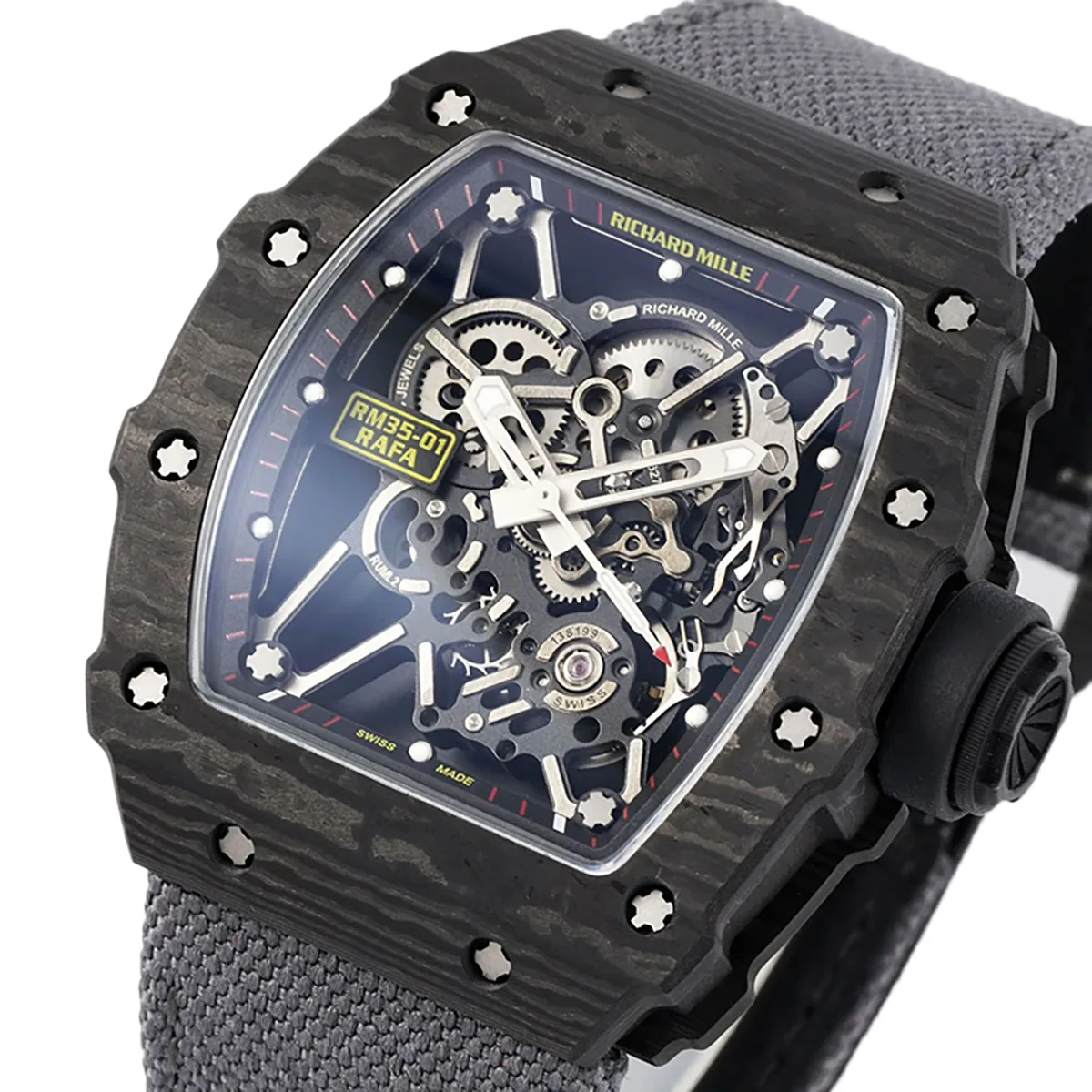 RM 035-01 Rafael Nadal NTPT-Carbon am grauen Nylonarmband (Sonic) – Bild 3