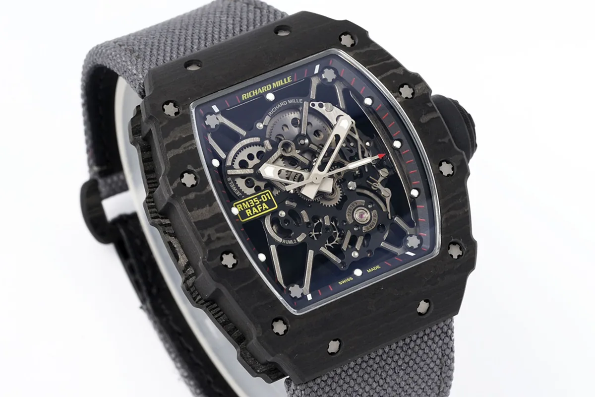 RM 035-01 Rafael Nadal NTPT-Carbon am grauen Nylonarmband (Sonic) – Bild 2