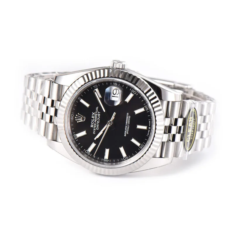 Datejust 41 cadran noir index bâtons en acier Clean Factory – Image 7