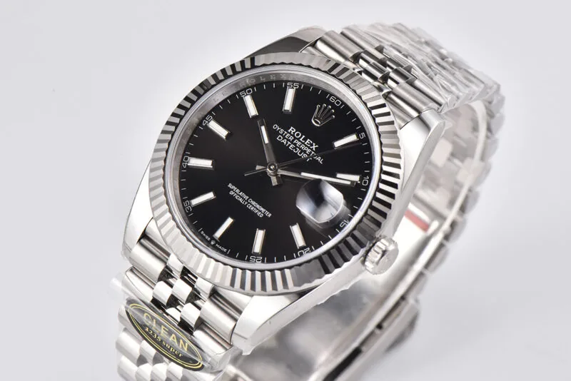 Datejust 41 cadran noir index bâtons en acier Clean Factory – Image 3