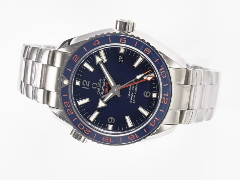 Planet Ocean 600M Co-Axial GMT 43.5mm VSF 1:1 Best Edition quadrante blu lunetta in ceramica blu su bracciale SS A8605 Super Clone - immagine 3