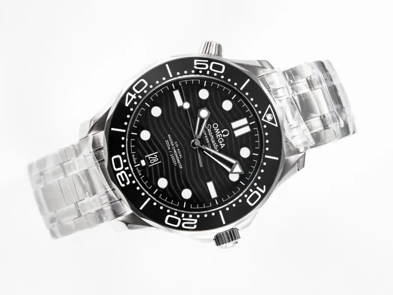 Seamaster Diver 300M VSF 1:1 Best Edition ceramica nera quadrante nero su bracciale SS A8800 V2 - immagine 4