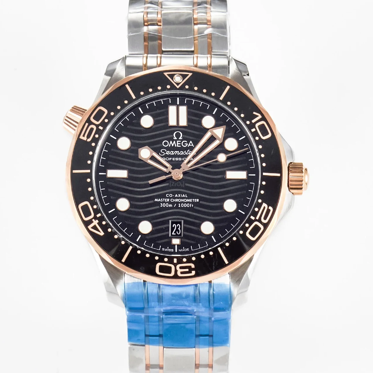 2018 Seamaster Diver 300M SS/RG VSF 1:1 Best Edition RG Bezel Black Dial on SS/RG Bracelet A8800
