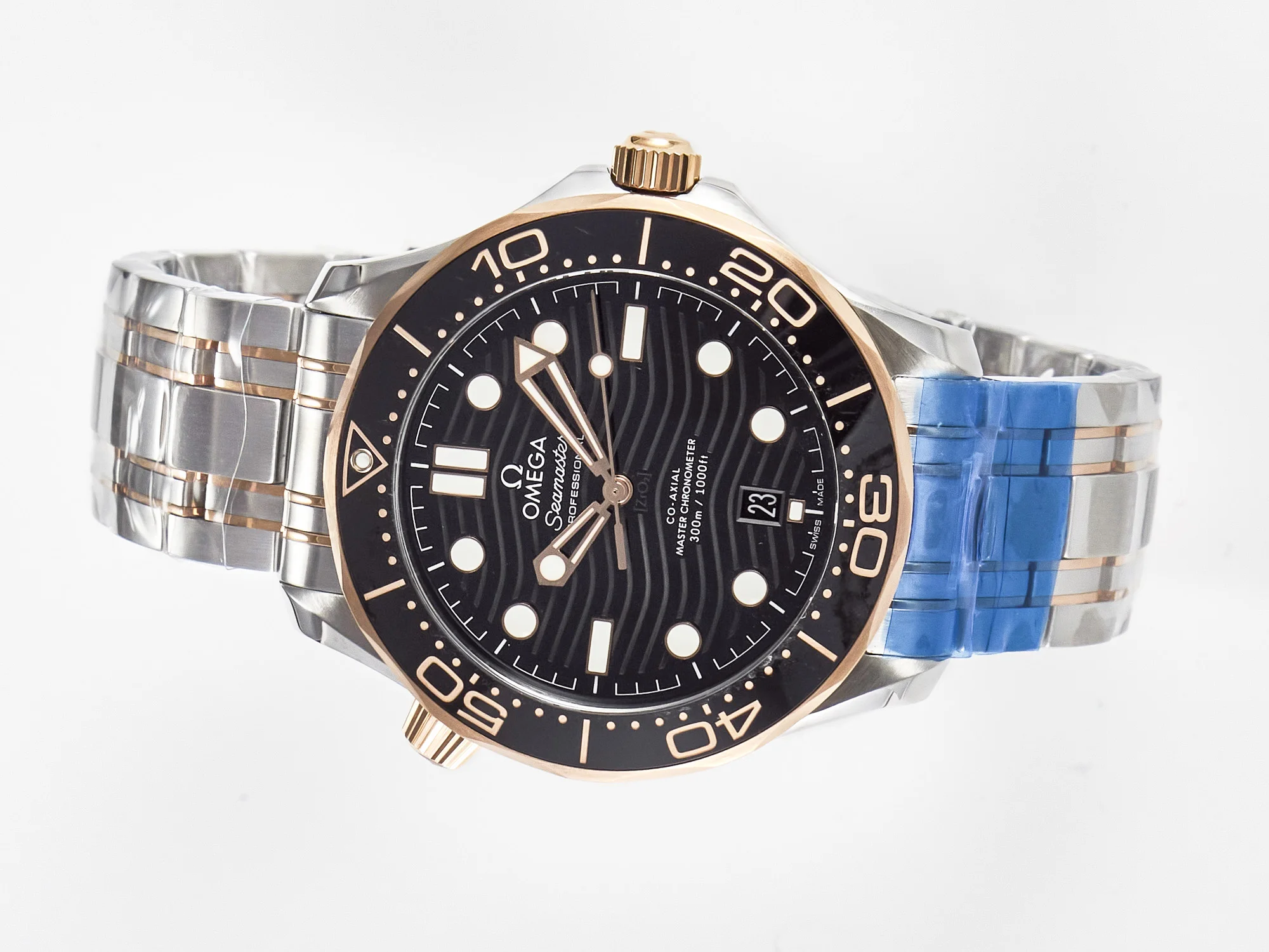 2018 Seamaster Diver 300M SS/RG VSF 1:1 Best Edition RG Bezel Black Dial on SS/RG Bracelet A8800