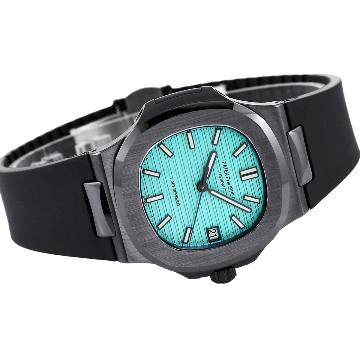 AET Nautilus 5711 Roselend Blue Dial Black Ceramic