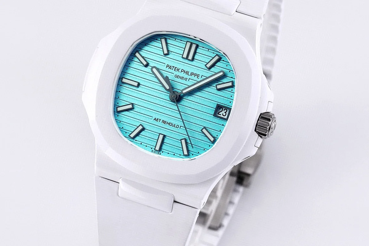 AET Nautilus 5711 Roselend Blue Dial White Ceramic