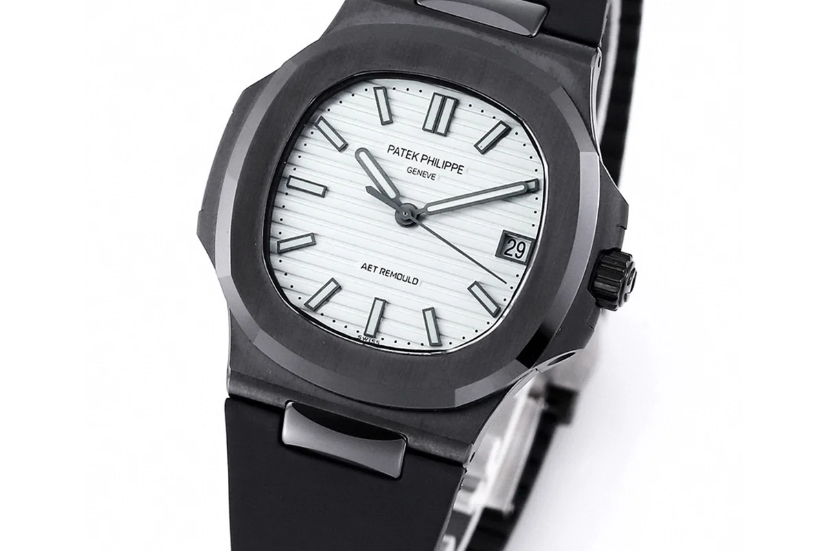 AET Nautilus 5711 White Dial Black Ceramic