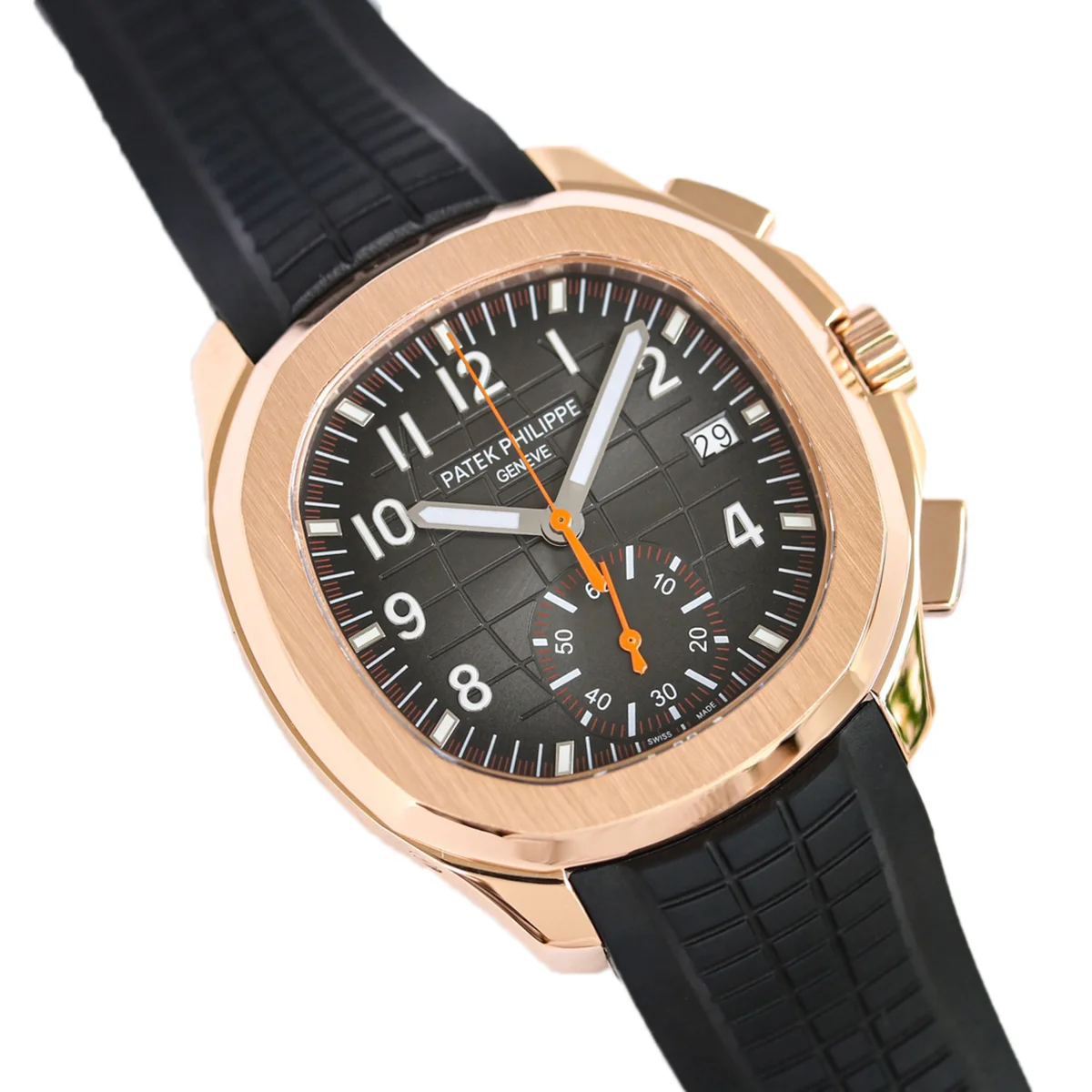 Aquanaut 5968G Black Dial on Black Rubber Strap in Rose Gold