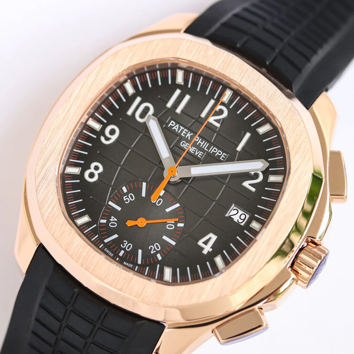 Aquanaut 5968G Black Dial on Black Rubber Strap in Rose Gold