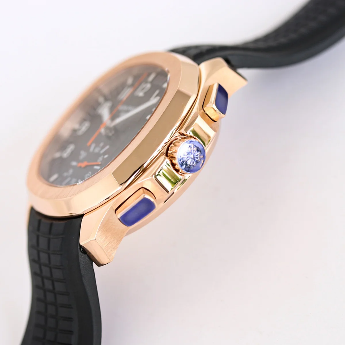 Aquanaut 5968G Black Dial on Black Rubber Strap in Rose Gold