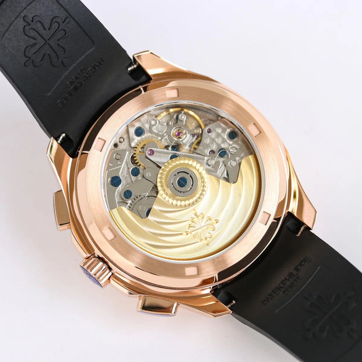 Aquanaut 5968G Black Dial on Black Rubber Strap in Rose Gold
