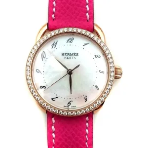 Arceau Rose Gold with Diamond Bezel on Pink Epsom Leather Strap