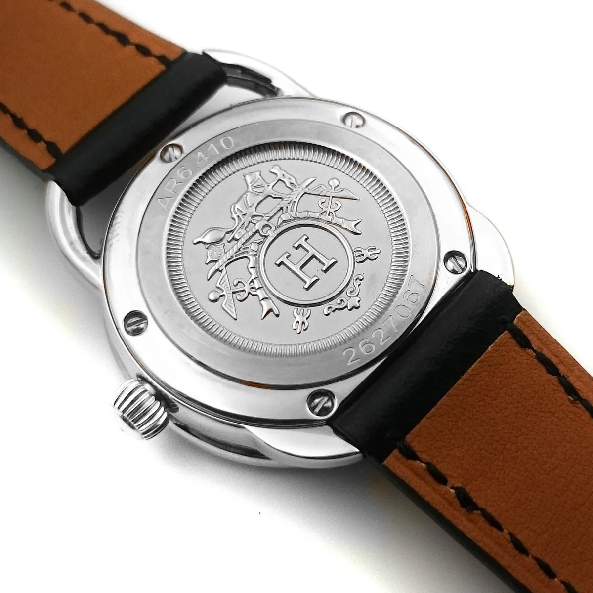 Arceau Steel Black Dial on Black Epsom Leather Strap