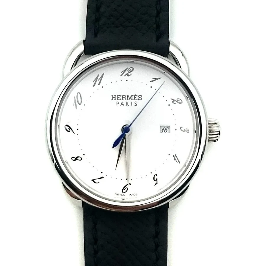 Arceau Steel on Black Epsom Leather Strap