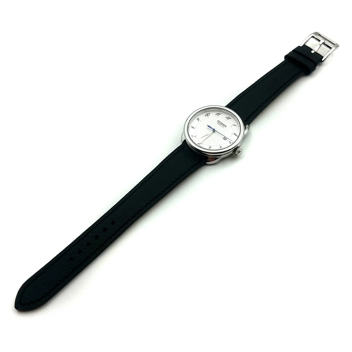 Arceau Steel on Black Epsom Leather Strap