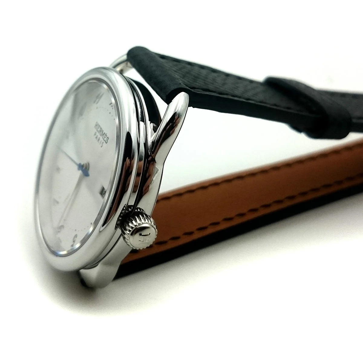 Arceau Steel on Black Epsom Leather Strap