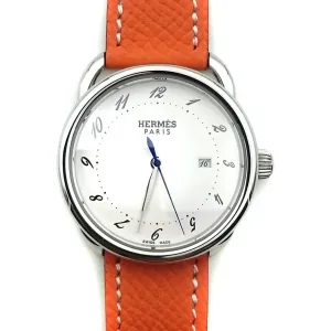 Arceau Steel on Orange Epsom Leather Strap