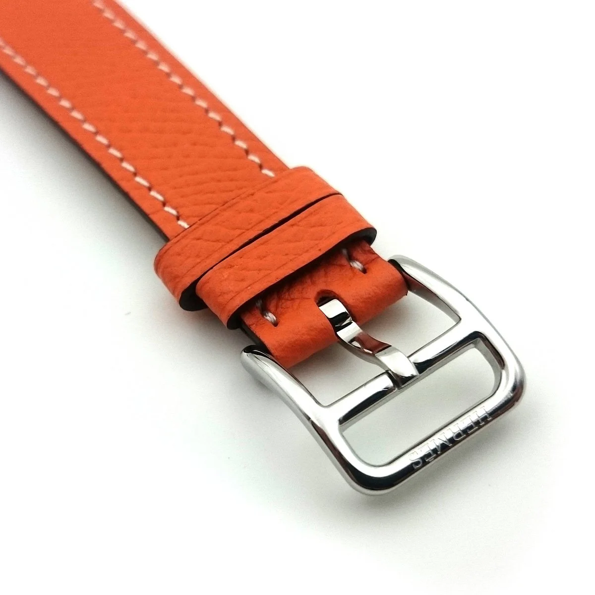 Arceau Steel on Orange Epsom Leather Strap