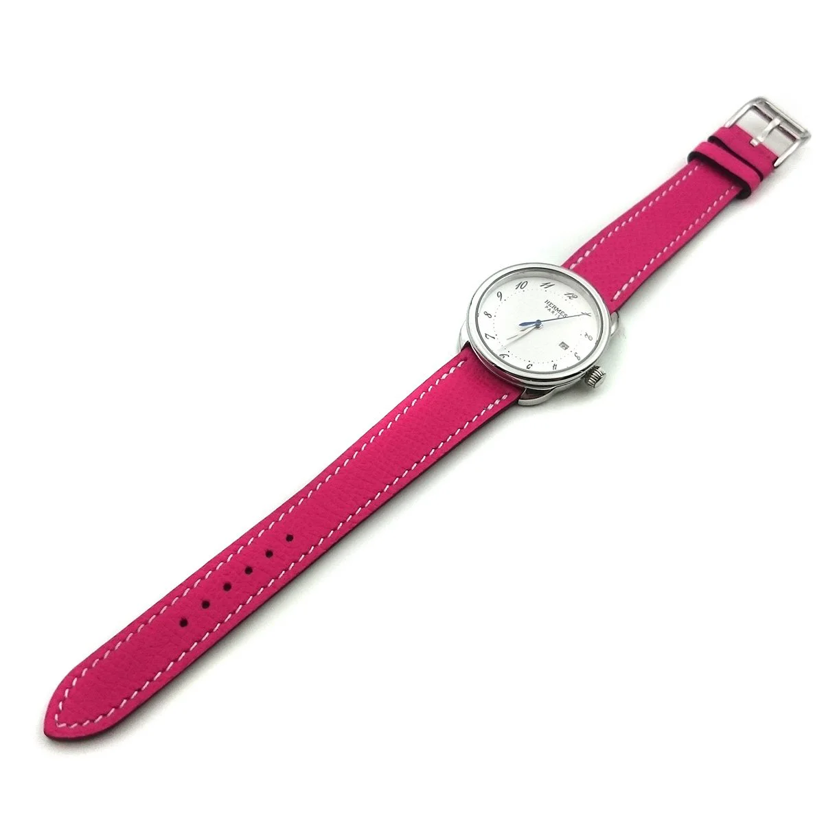 Arceau Steel on Pink Epsom Leather Strap