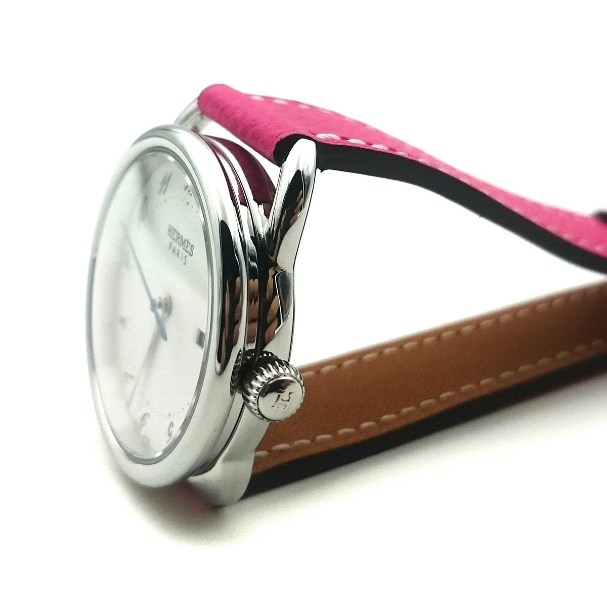Arceau Steel on Pink Epsom Leather Strap