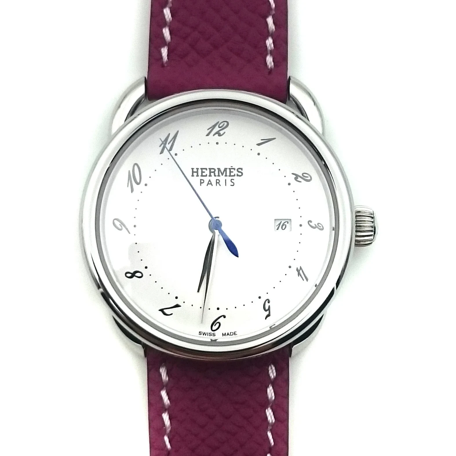 Arceau Steel on Violet Epsom Leather Strap