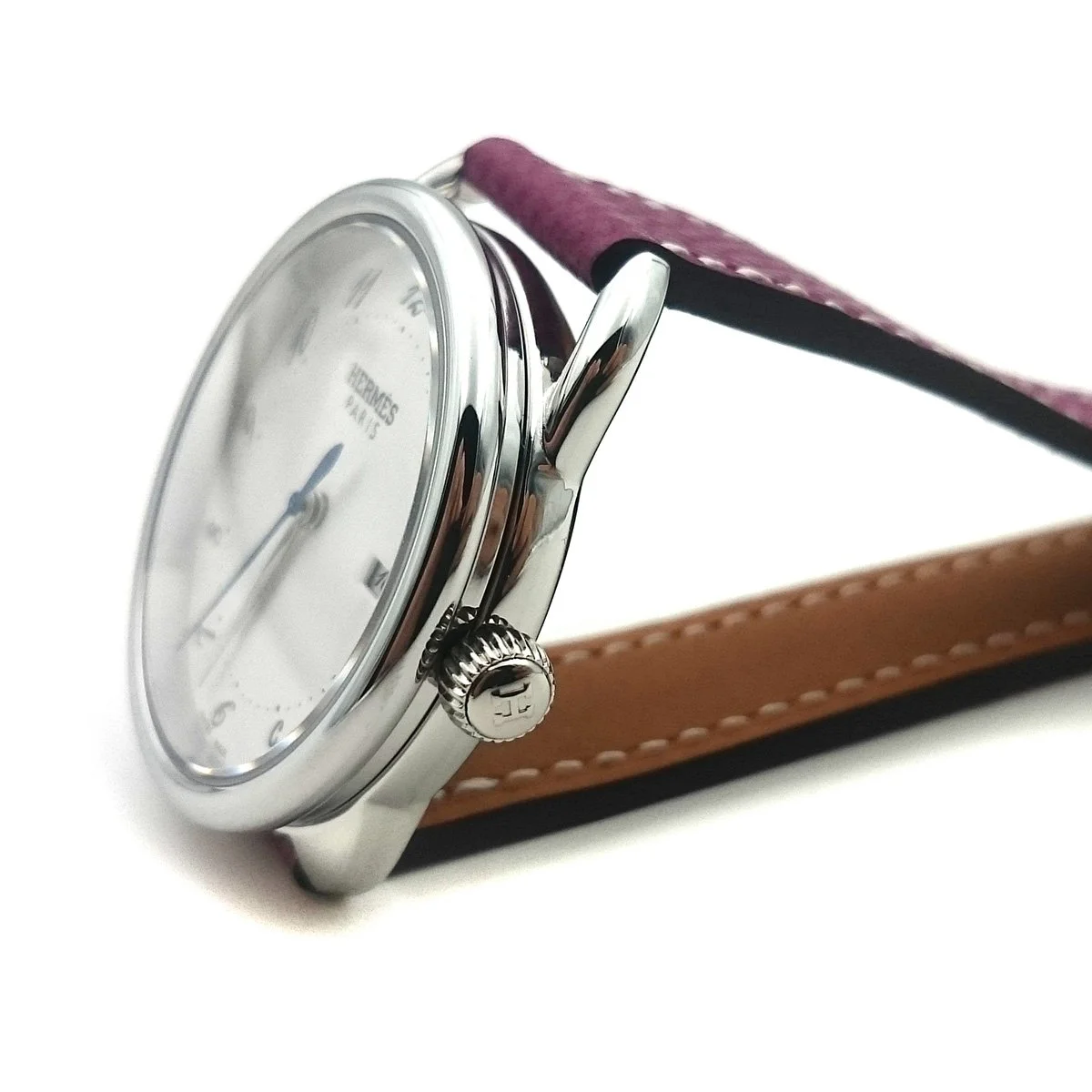 Arceau Steel on Violet Epsom Leather Strap