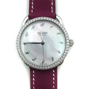 Arceau Steel with Diamond Bezel on Violet Epsom Leather Strap
