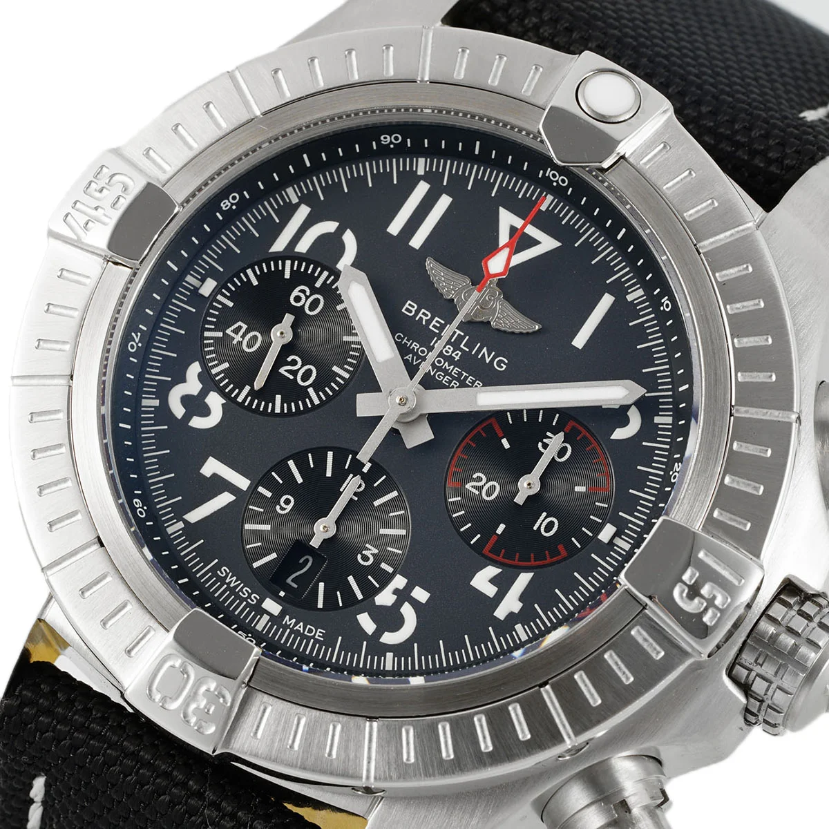 Avenger B01 Chronograph 45 Black Dial in Steel